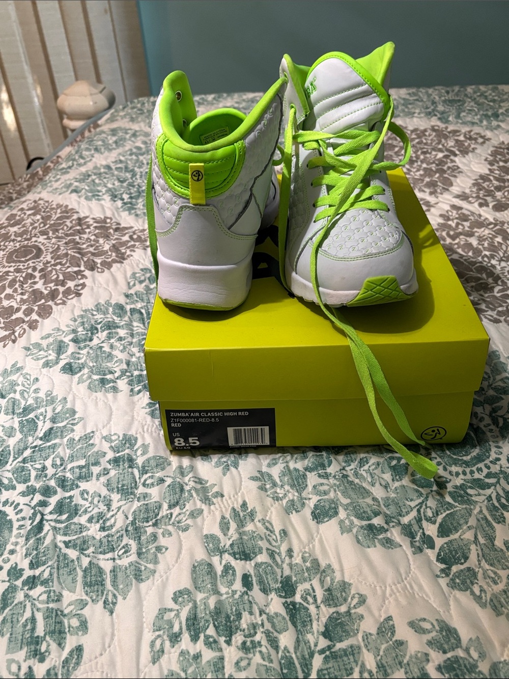 Zumba Fitness High-Top Sneakers in Neon Green and White